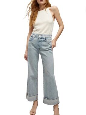 NEW Veronica Beard Taylor Wide Leg Crop High Rise Cuffed Jeans.   Size 29